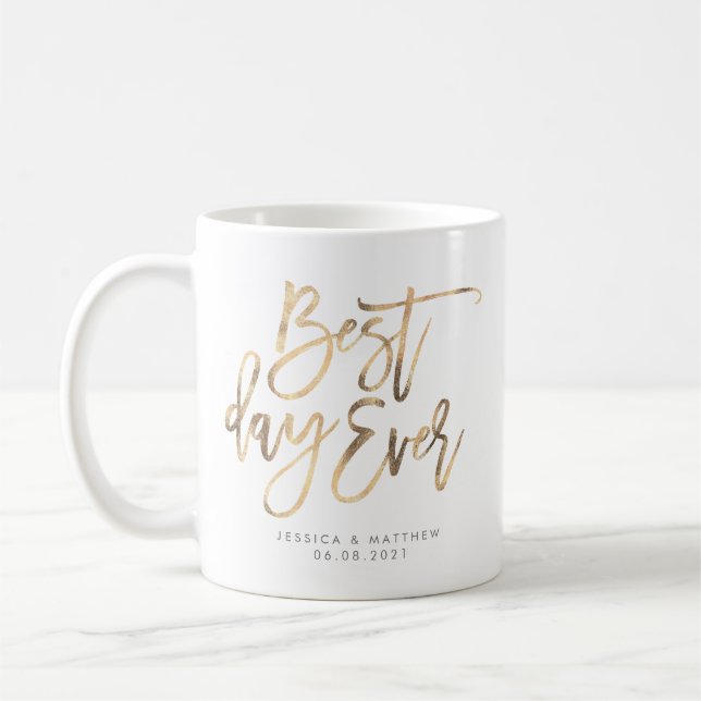 Best day ever Gold Calligraphy Coffee Mug (Left)