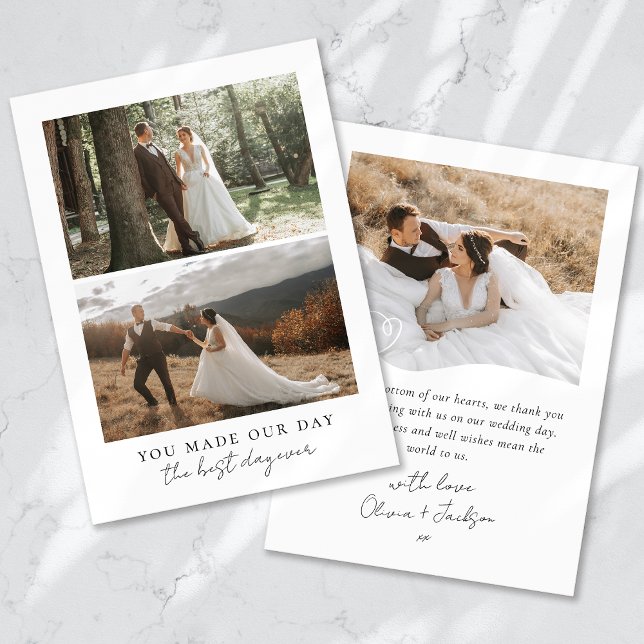 Best Day Ever Heart Wedding Photo Thank You Card (Creator Uploaded)