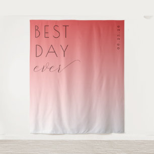 Best Day Ever Joyful Pink Gradient Minimalist Tapestry