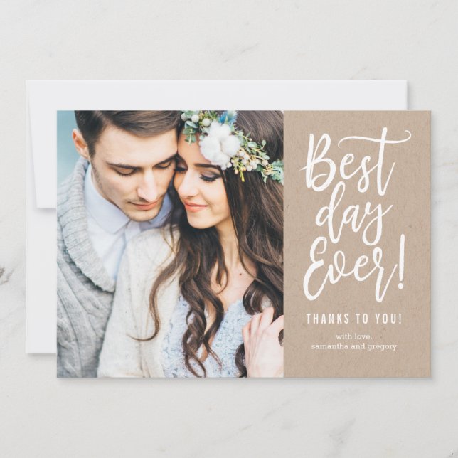 Best Day Ever Kraft Thank You Note Card (Front)