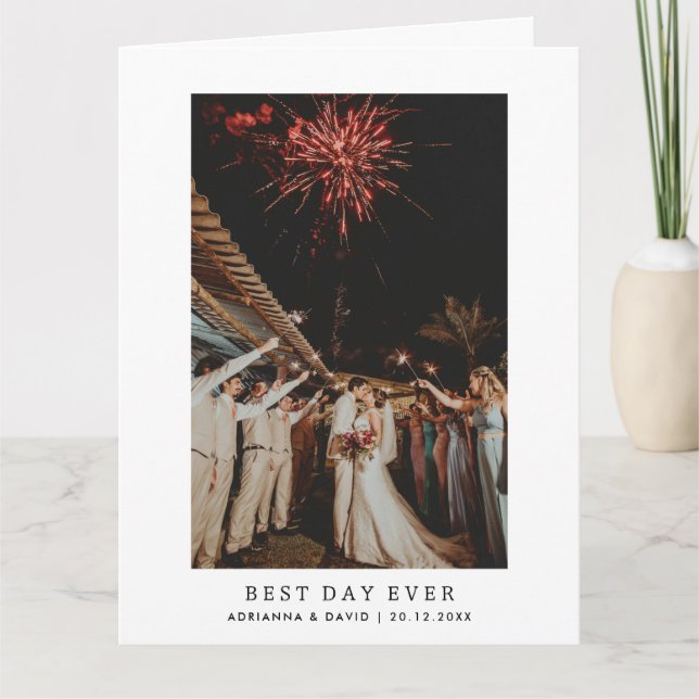 Best Day Ever | Married Couple Photo | Grateful Thank You Card (Front)