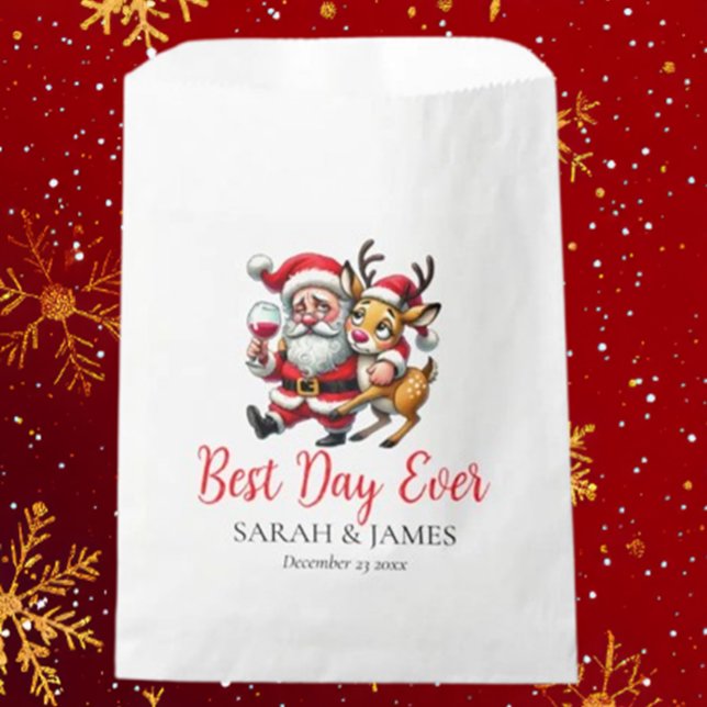 Best Day Ever Merry Christmas Greetings Santa Favour Bag (Spread joy this holiday season with Brett Designs' "Best Day Ever" Merry Christmas greetings  )