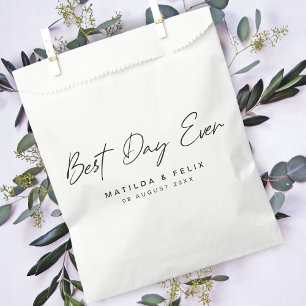 Best Day Ever Minimalist Clean Simple Wedding Day Favour Bag