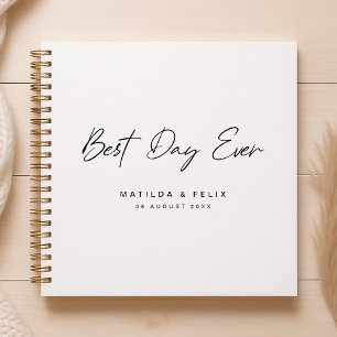 Best Day Ever Minimalist White Wedding Day Guest Notebook