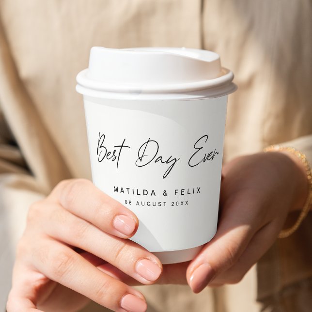 Best Day Ever | Minimalist White Wedding Day Paper Cups (Creator Uploaded)