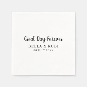 Best Day Ever Minimalist White Wedding Style Napkin