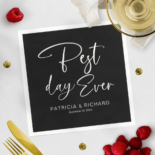 Best Day Ever Modern Calligraphy Wedding Napkin