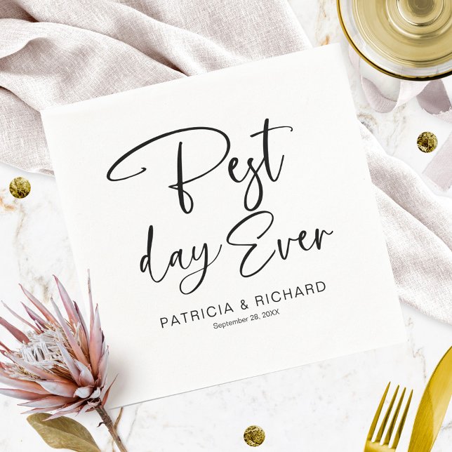 Best Day Ever Modern Calligraphy Wedding  Napkin (Creator Uploaded)