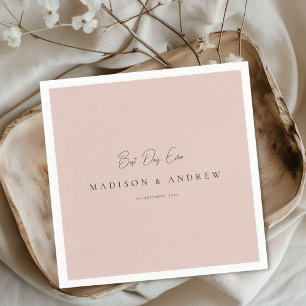 BEST DAY EVER! Modern Minimal Dusty Rose Wedding Napkin