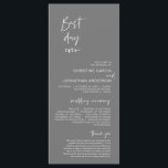 Best day ever, Modern Minimalist Dark Grey Wedding Program<br><div class="desc">Our Best Day Ever,  Elegant Modern Minimalist,  Black script,  Wedding Ceremony Program card.
 It is designed with scroll accent that can be personalised with custom/ personalised text for your bridal party,  ceremony details,  memorial notes and thank you message. Dark Pastel Grey theme.</div>