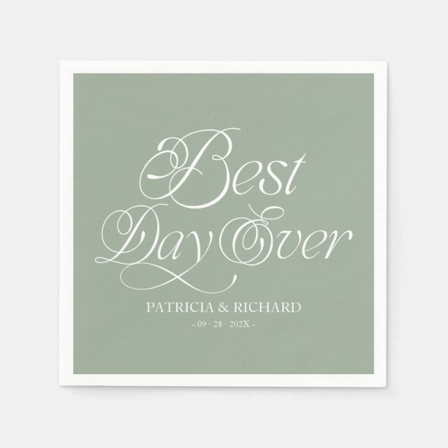 Best Day Ever Modern Minimalist Wedding Napkin (Front)