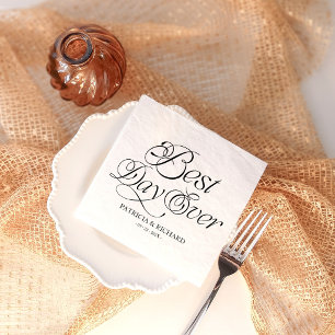 Best Day Ever Modern Minimalist Wedding Napkin