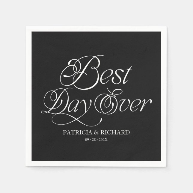 Best Day Ever Modern Minimalist Wedding Napkin (Front)