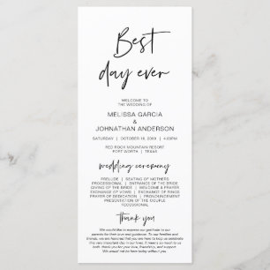 Best day ever, Modern Minimalist Wedding Program
