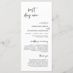 Best day ever, Modern Minimalist Wedding Program