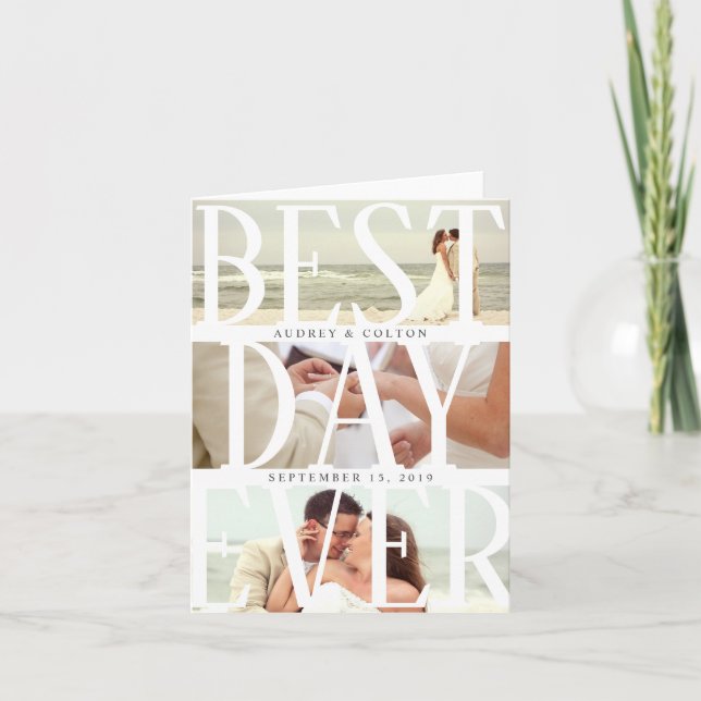 Best Day Ever Modern Photo Wedding Thank You Card (Front)