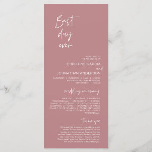 Best day ever, Modern Wedding Dusty Rose Program