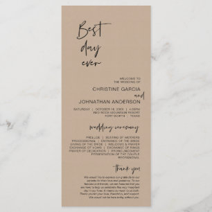 Best day ever, Modern Wedding Kraft Brown Program