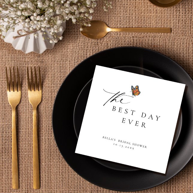 Best Day Ever Monarch Butterfly Bridal Shower Napkin (Creator Uploaded)