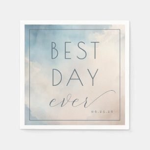 Best Day Ever Optimistic Blue Watercolor Napkin