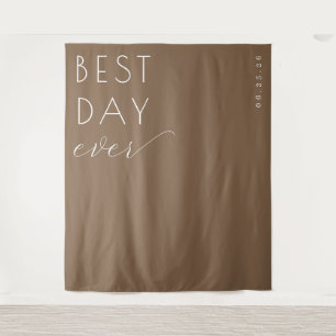 Best Day Ever Optimistic Brown Minimalist Tapestry