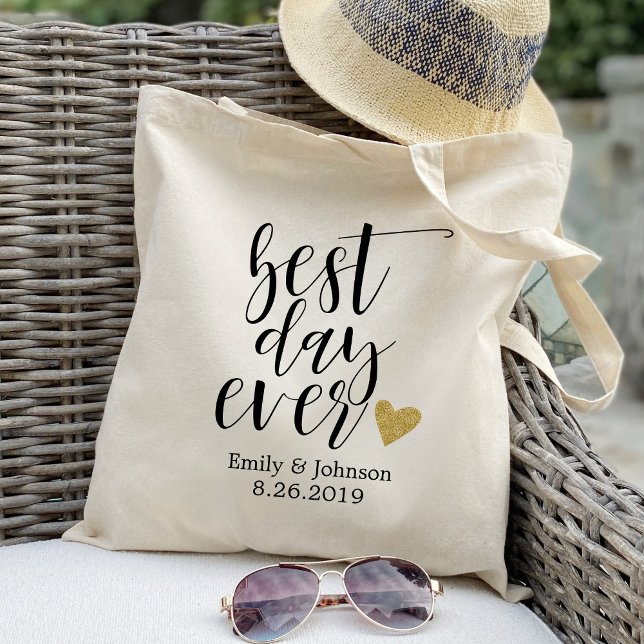best day ever,personalised wedding welcome,gift tote bag (Creator Uploaded)