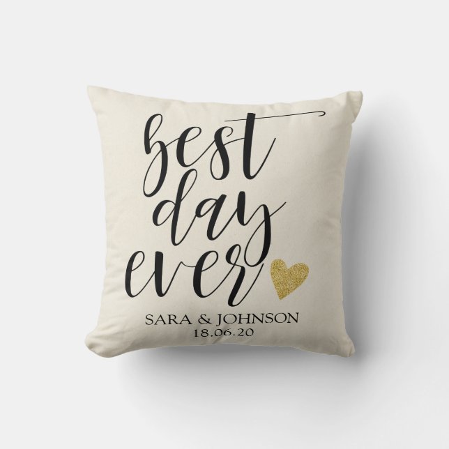 best day ever personlized wedding gift for couple cushion (Front)
