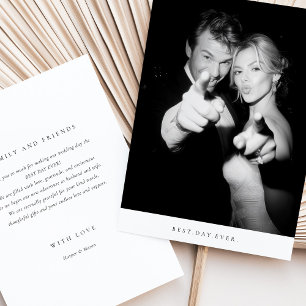 "Best Day Ever" Photo Wedding Thank You Card