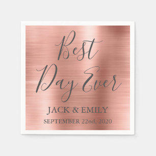 Best Day Ever Rose Gold Blush Pink Napkins