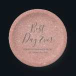Best Day Ever Rose Gold Blush Pink Wedding Paper Plate<br><div class="desc">The Best Day Ever Faux Sparkle and Glitter Rose Gold Blush Pink Plates  which are perfect for a Rose Gold or Blush Pink Wedding Reception.The custom Wedding Reception Plates allow the ability to update the bride and grooms name and wedding date.</div>