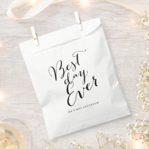 Best Day Ever Script Chic Calligraphy Name Wedding Favour Bag