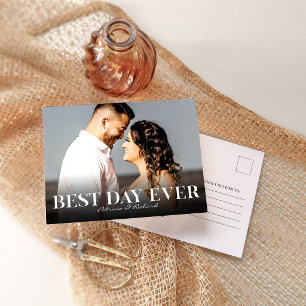 Best Day Ever Simple Wedding Thank You Photo Postcard