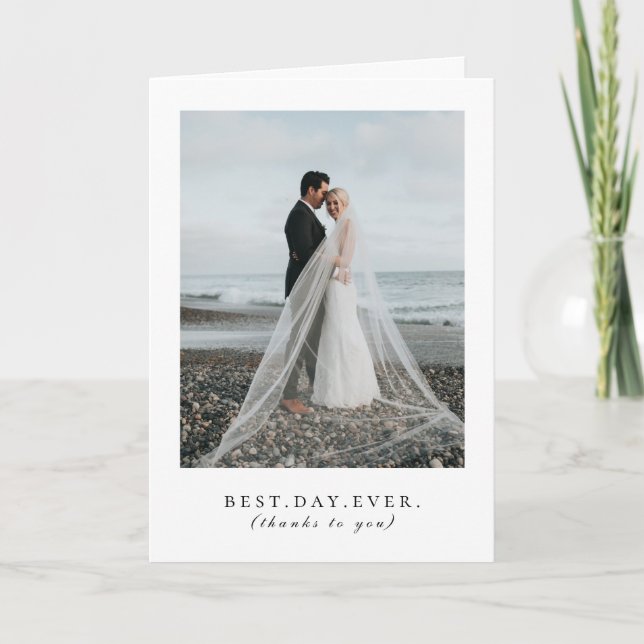 Best Day Ever Sunflower Wedding Photo Thank You Card (Front)
