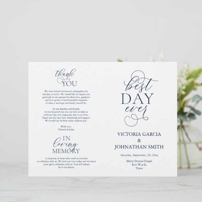 Best Day Ever, Wedding Ceremony Foldable Programs (Standing Front)
