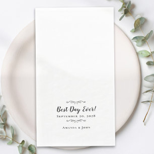 Best Day Ever Wedding Elegant Party Black & White Napkin
