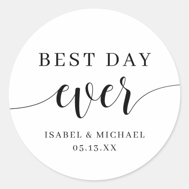 Best Day Ever Wedding Favour Labels (Front)