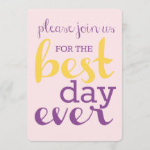 Best Day Ever Wedding Invite- Plumeria/Gold