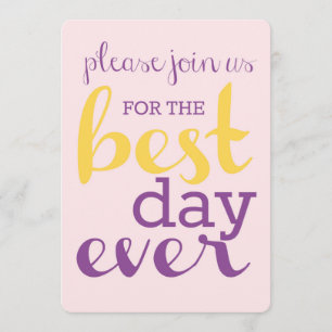 Best Day Ever Wedding Invite- Plumeria/Gold Invitation