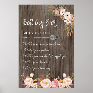 Best Day Ever Wedding Itinerary Schedule Sign