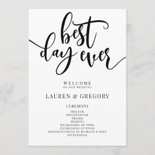 Best Day Ever Wedding Order of Ceremony Program