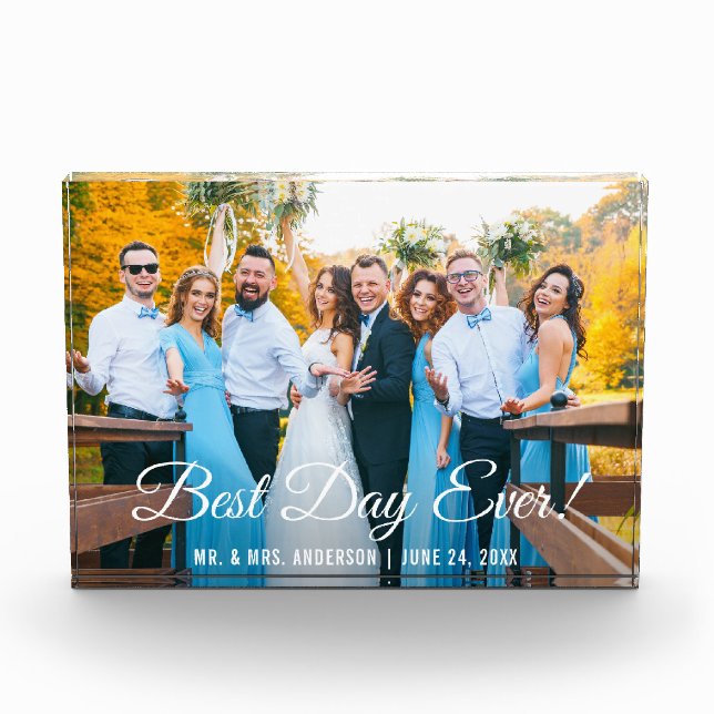 Best Day Ever Wedding Photo Block Wide (Front)
