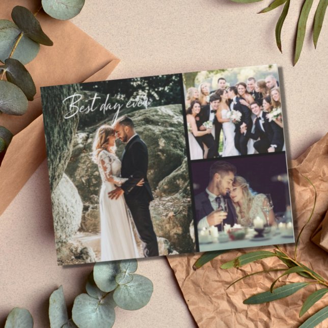 Best Day Ever Wedding Photo Collage Thank You Postcard (Creator Uploaded)