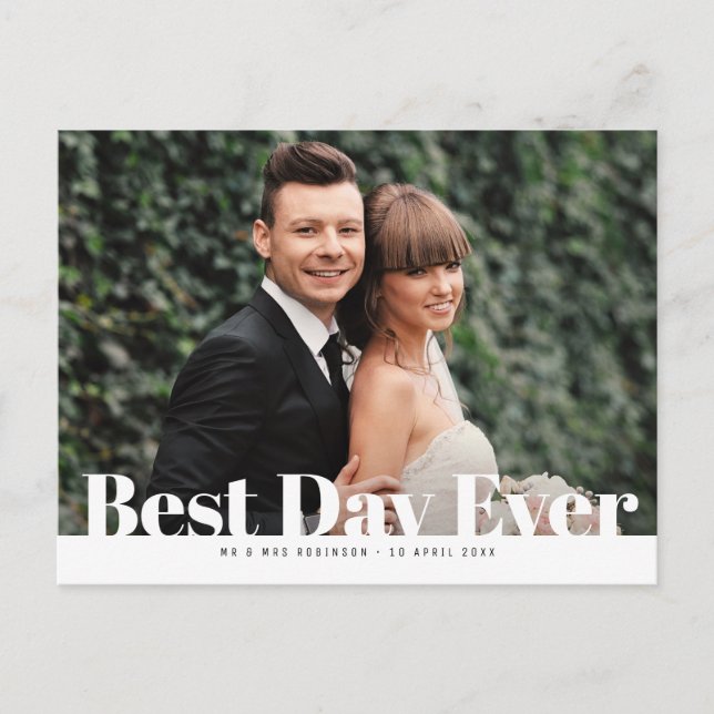 BEST DAY EVER, wedding photo thank you card (Front)