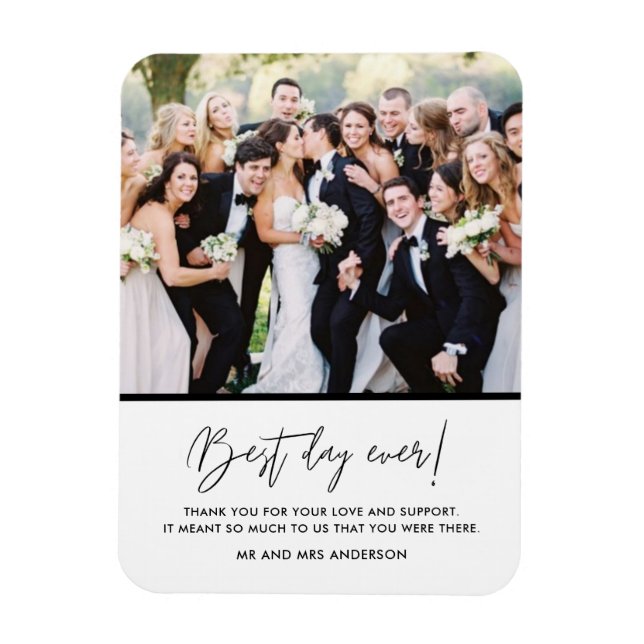 Best Day Ever Wedding Photo Thank You Magnet (Vertical)