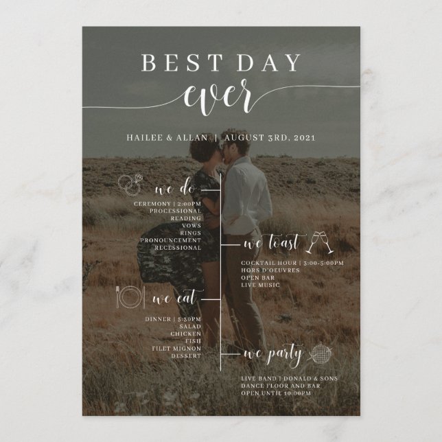 Best Day Ever Wedding Timeline Photo Program (Front)