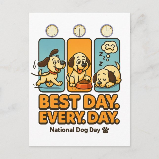 Best Day Every Day – Funny Dog Comic Postcard (Front)