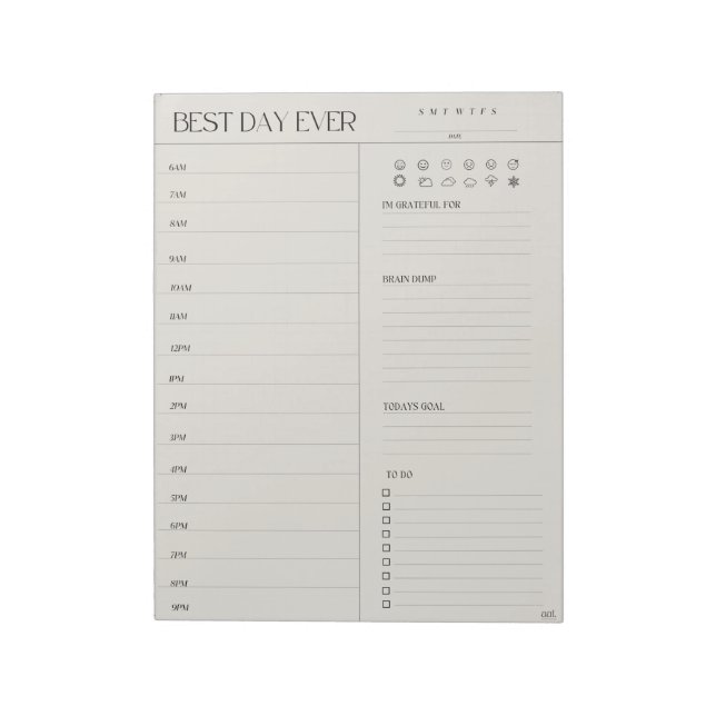 best day planner, 11" x 8.5" Notepad - 40 pages (Rotated)