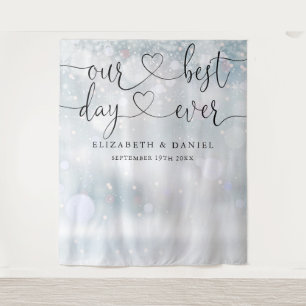 Best Day Script Winter Wedding Photo Backdrop Tapestry