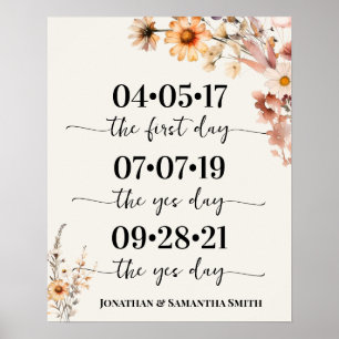 Best Day Wedding Date Yes Day Autumn Wildflowers Poster