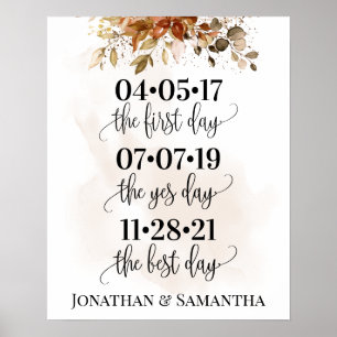 Best Day Wedding Date Yes Day Fall Eucalyptus Poster
